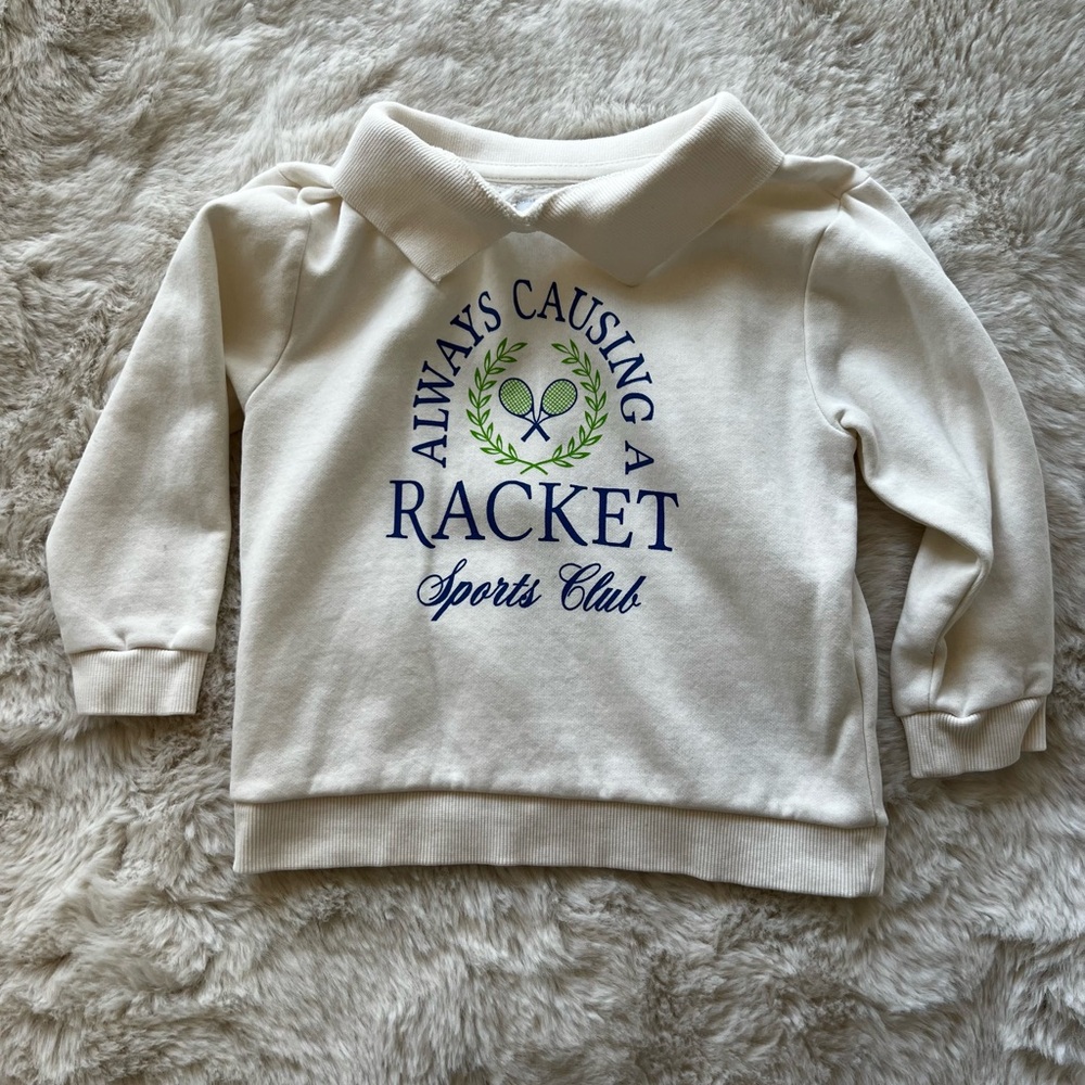 Old Navy Cream tennis Sports Club Sweatshirt 2T